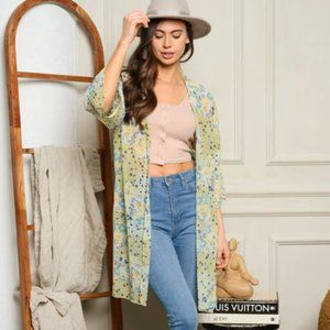 WOMEN'S SHORT SLEEVE FLORAL KIMONO